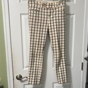 Anthropologie Cream and Black Grid Pants